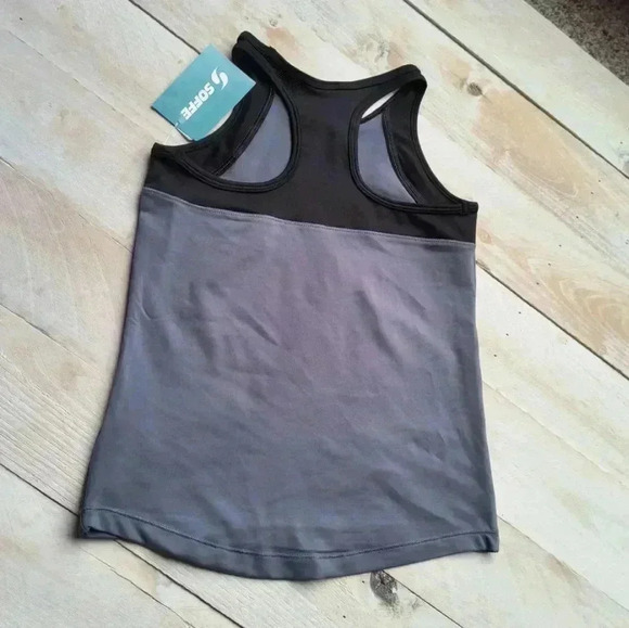 NWT Soffe Girls High Neck Track Tank Top S Black and Gray - Picture 3 of 4